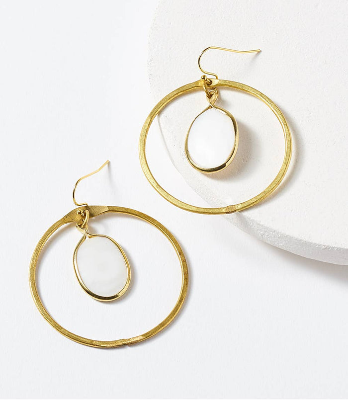 Dhavala Gold Hoop Dangle Earrings