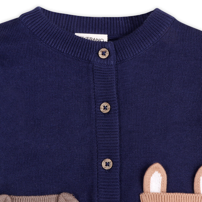 Dog Pocket Embroidered Sweater Knit Baby Cardigan (Organic Cotton)