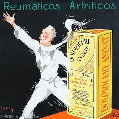 DOLORICURE ANINAT PAIN KILLER Cardboard Sign 1920s