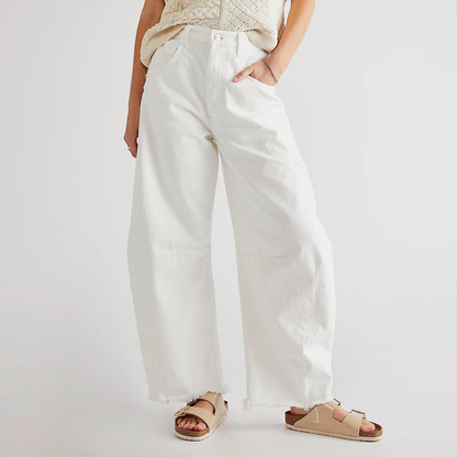 Women's Retro Raw Hem Baggy Jeans | Great for All Seasons