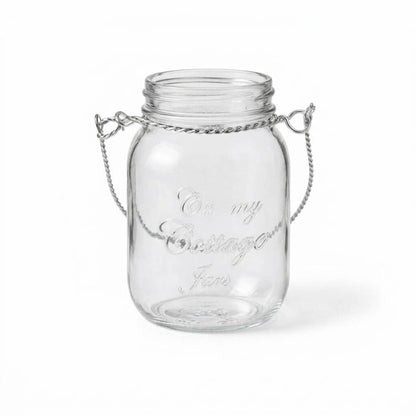 Uncluttered Small Mason Jar with Handle in clear glass