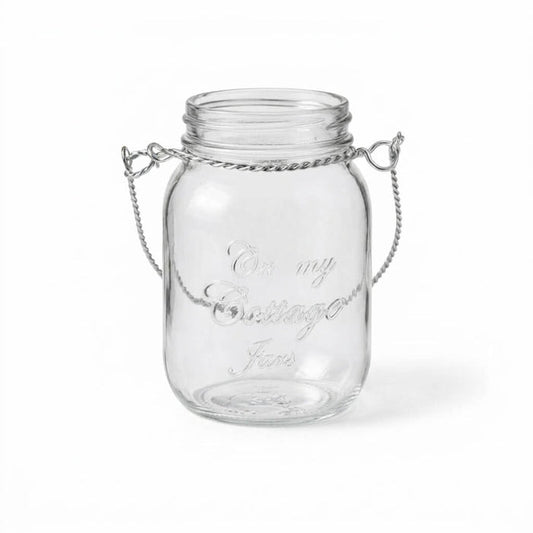 Uncluttered Small Mason Jar with Handle in clear glass