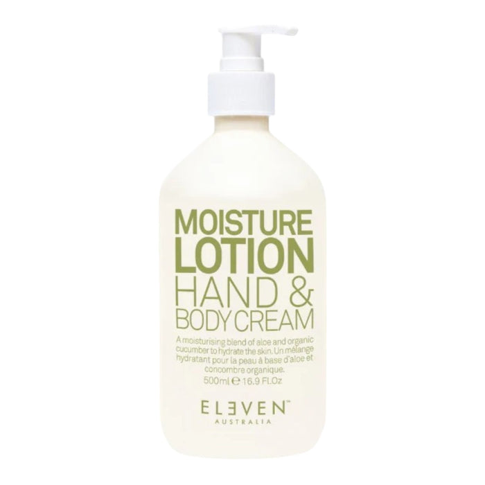 500ml pump bottle of Eleven Moisture Lotion Hand & Body Cream.