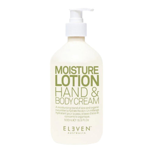 500ml pump bottle of Eleven Moisture Lotion Hand & Body Cream.