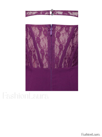 Elsie Purple Lace Charming and Crepe Mini Dress