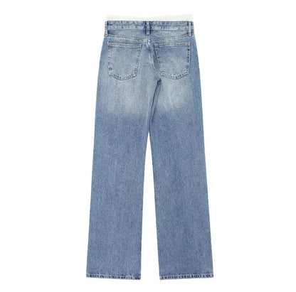 Women's Vintage Casual Mid Waist Baggy Jeans with Drawstring | Great for All Seasons