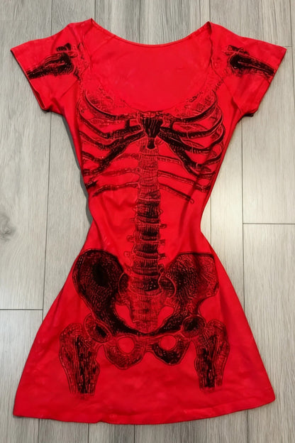 Y2K Subculture Slim Vintage Short Sleeve Mini Dress