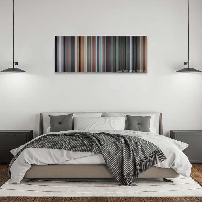 Fantastic 4: Rise of the Silver Surfer color palette canvas above a bed, between two black pendant lamps