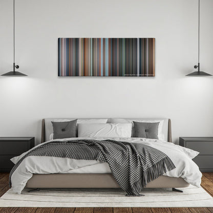 Fantastic 4: Rise of the Silver Surfer color palette canvas above a bed, between two black pendant lamps