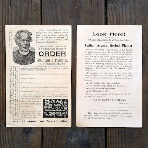 FATHERS AREN'TS RHEUMATIC PLASTER Pharmacy Sheet 1890s