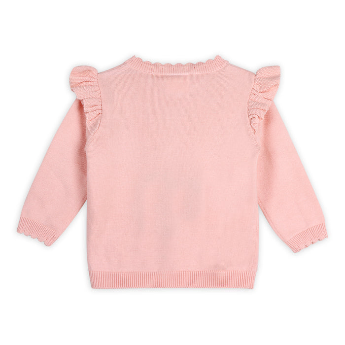 Floral Embroidered Pointelle Knit Baby Cardigan (Organic Cotton)