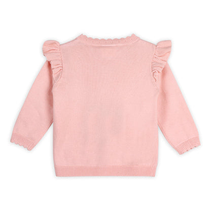 Floral Embroidered Pointelle Knit Baby Cardigan (Organic Cotton)