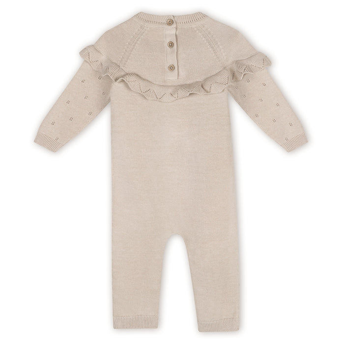Florence Floral Embroidered & Pointelle Ruffle Baby Jumpsuit (Organic Cotton)