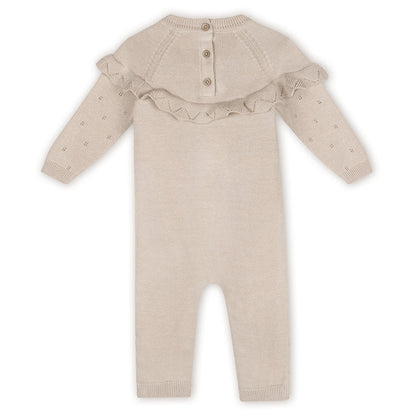 Florence Floral Embroidered & Pointelle Ruffle Baby Jumpsuit (Organic Cotton)