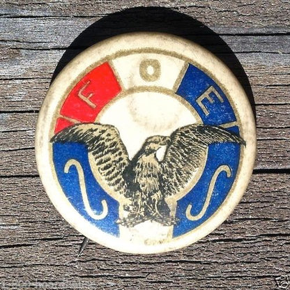 FOE Fraternal Celluloid Pinback Pin 1930s