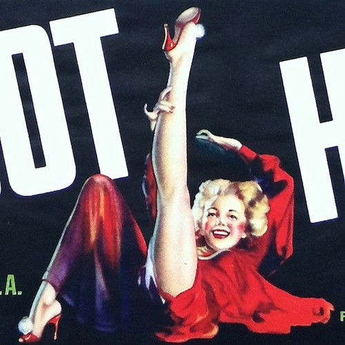 FOOT HIGH MELONS Pinup Fruit Crate Label 1940s