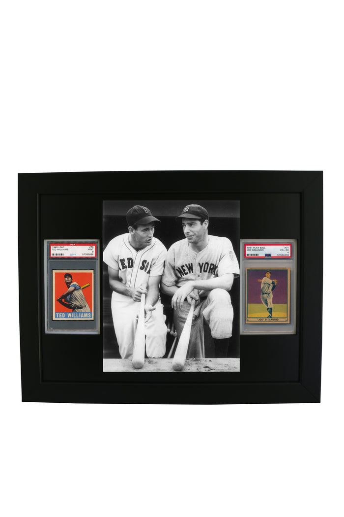 Framed Display for 2 PSA Cards w/ 8x10 Vertical Photo Opening-New Black Design - Graded And Framed