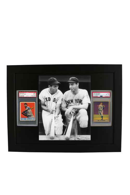 Framed Display for 2 PSA Cards w/ 8x10 Vertical Photo Opening-New Black Design - Graded And Framed