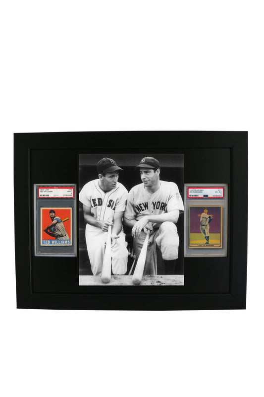 Framed Display for 2 PSA Cards w/ 8x10 Vertical Photo Opening-New Black Design - Graded And Framed
