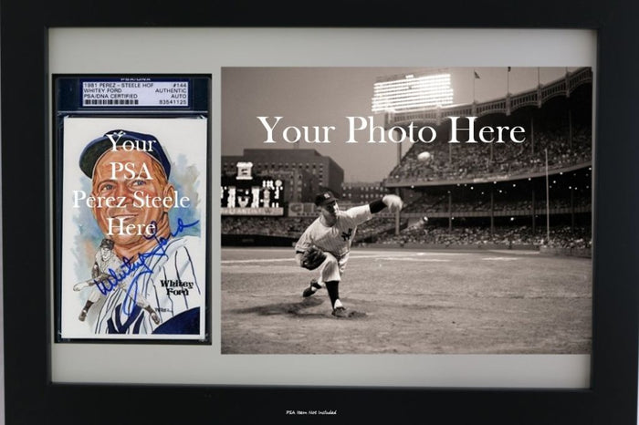 Framed Display for a PSA Perez Steele Postcard & 8 x 10 Horizontal Photo Opening (White Design) - Graded And Framed