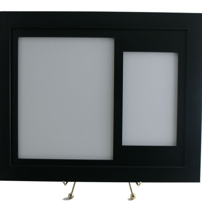 Framed Display for PSA Slabbed Perez Steele Postcard & 8 x 10 Vertical Photo Opening (Black Design) - Graded And Framed