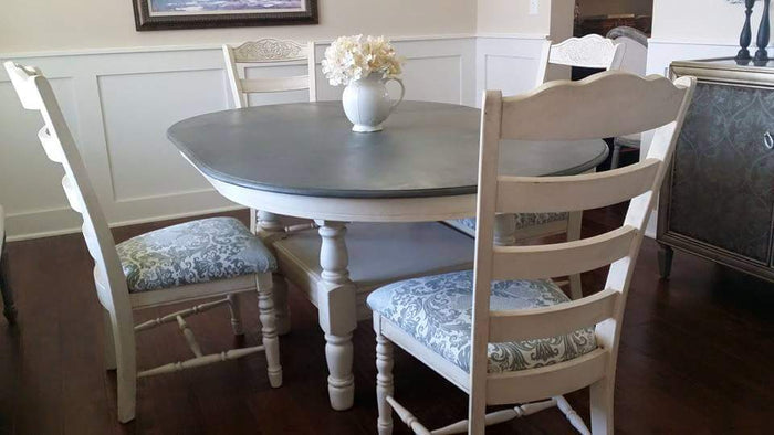 Retique It furniture and cabinet paint in Greystone, quart size, showing a smooth painted cabinet surface.