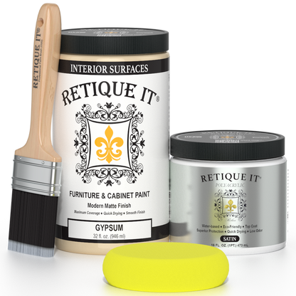 Retique It furniture and cabinet paint in a quart container, suitable for gypsum surfaces, with a smooth, even finish.