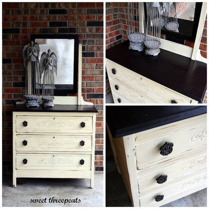 Retique It gypsum furniture and cabinet paint quart, showing a smooth, painted surface suitable for furniture and cabinetry.