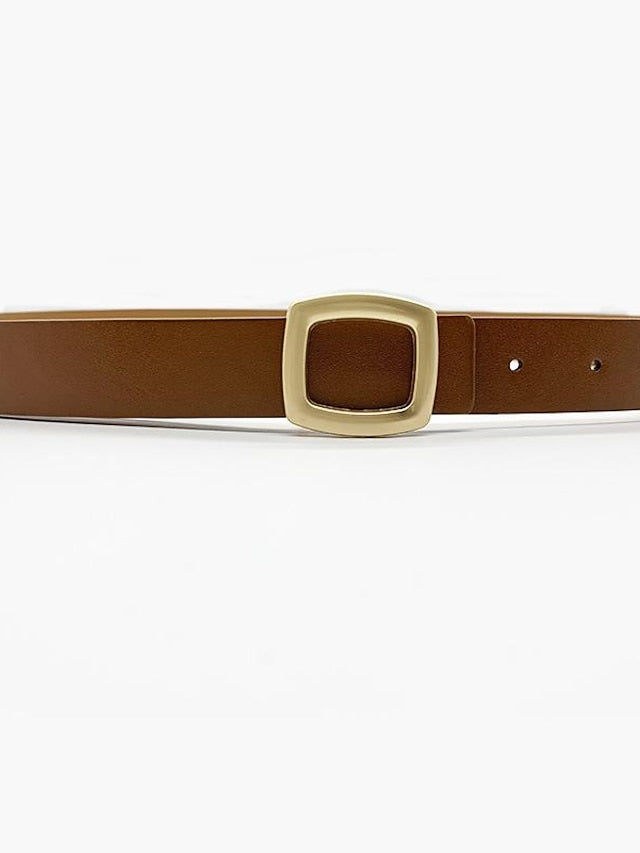 ins retro classic square buckle belt simple wide belt snap button casual jeans jacket coat decoration for Women