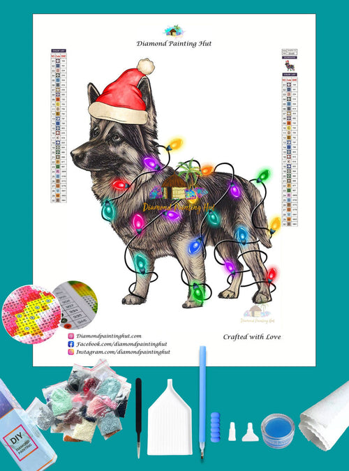 German Shepperd Christmas Diamond Painting
