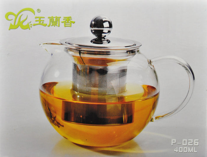 Glass Teapot with Stainless Steel Infuser Core * P-026 400ml | Yunnan Sourcing Tea Shop
