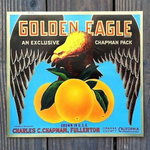 GOLDEN EAGLE Citrus Orange SUNKIST Crate Box Label