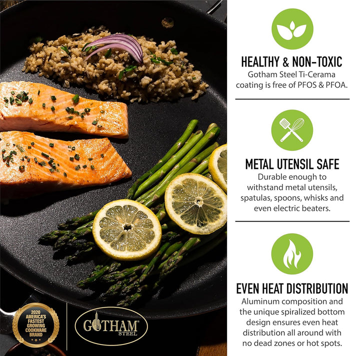 Gotham Steel 2pc Non-Stick Aluminum Fry Pans 9.5" & 5.5" Set