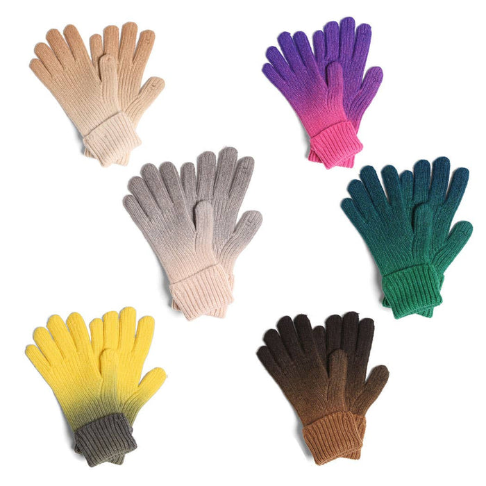 Gradient Cable Knitted Cuff Gloves