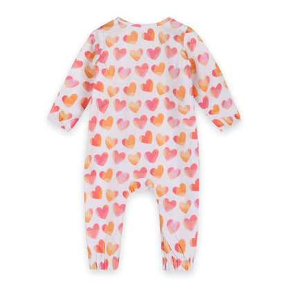 Hearts Baby Coverall Jumpsuit Back (Organic Muslin)