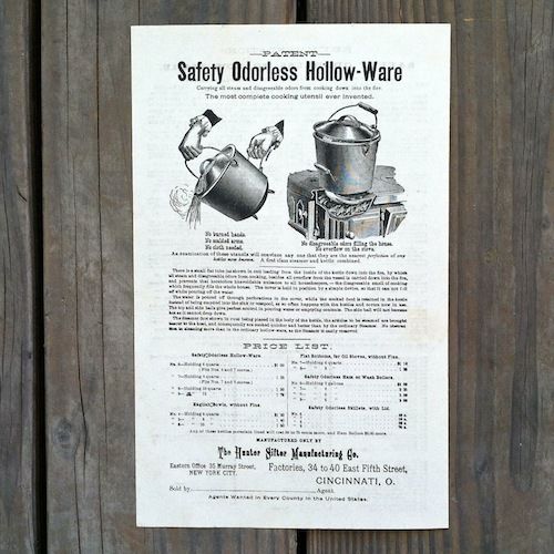 HOLLOW-WARE Cookware Broadside Poster 1885