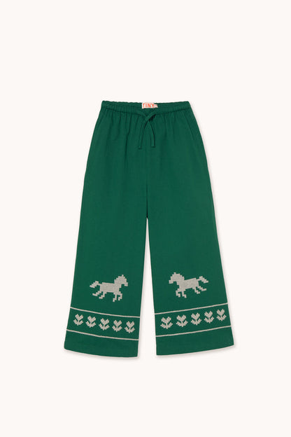 Horses & Flowers Pant in Dark Green