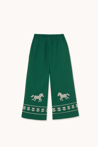 Horses & Flowers Pant in Dark Green