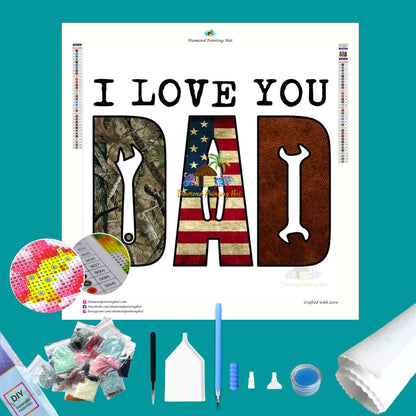 I Love Dad 4th of  July Diamond Painting