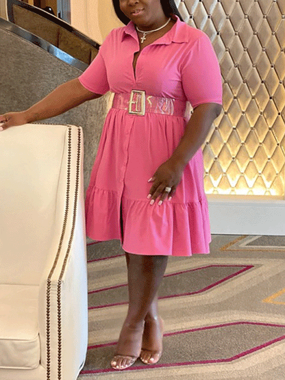 V-neck Lapels A-line Mini Dress