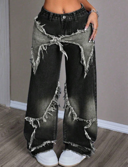 Retro Star Patchwork Jeans
