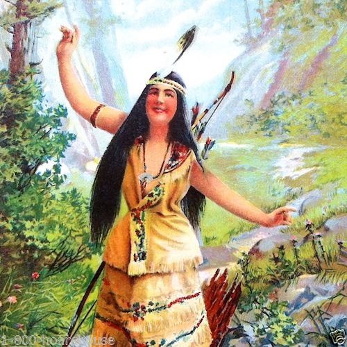 INDIAN MAIDEN Chromolithograph Art Print 1905