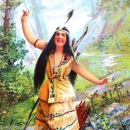 INDIAN MAIDEN Chromolithograph Art Print 1905