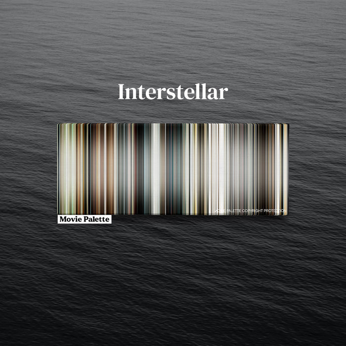 Interstellar movie barcode canvas print, the whole film as stripes of color