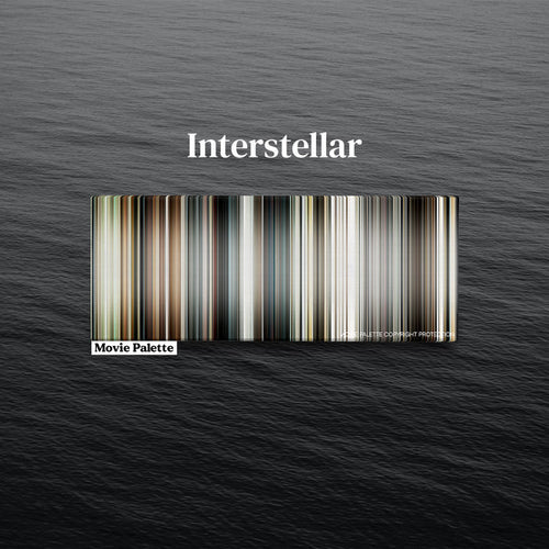 Interstellar movie barcode canvas print, the whole film as stripes of color