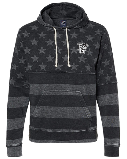 J America Peekaboo Tri Blend Hoodie Black Stars and Stripes