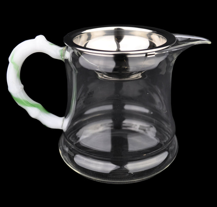 Jade Handle Glass Cha Hai with Clip In Strainer * 350ml | Yunnan Sourcing Tea Shop