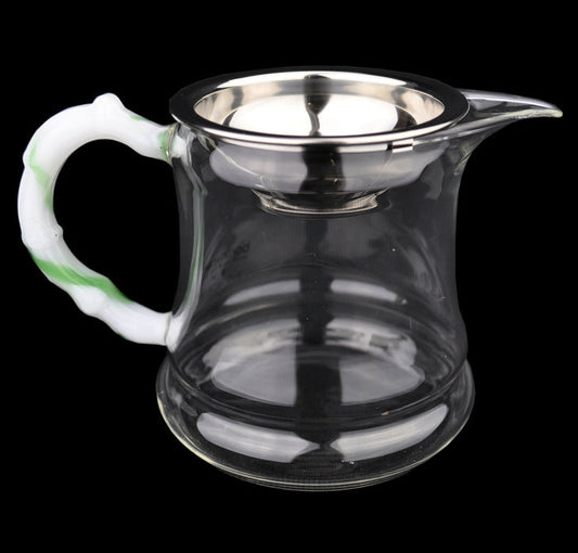Jade Handle Glass Cha Hai with Clip In Strainer * 350ml | Yunnan Sourcing Tea Shop