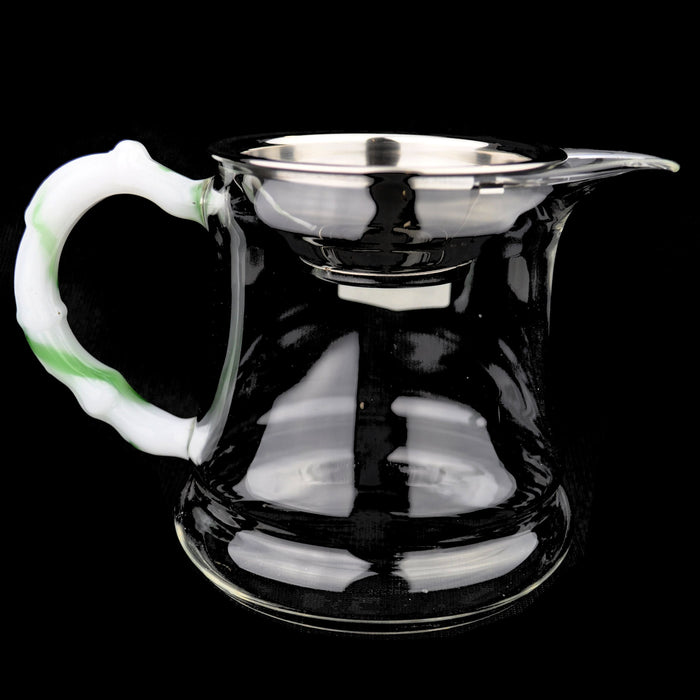 Jade Handle Glass Cha Hai with Clip In Strainer * 350ml | Yunnan Sourcing Tea Shop