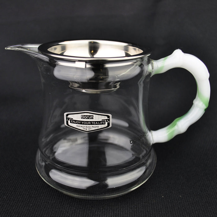 Jade Handle Glass Cha Hai with Clip In Strainer * 350ml | Yunnan Sourcing Tea Shop